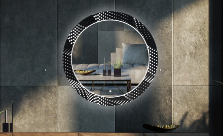Apvalus dekoratyvinis veidrodis su LED apšvietimu svetainei - dark wave