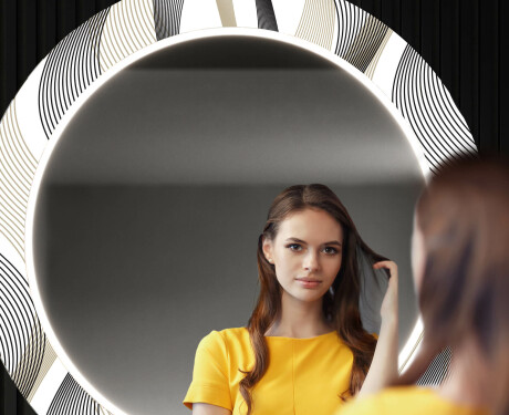 Apvalus dekoratyvinis veidrodis su LED apšvietimu prieškambariui - waves #12