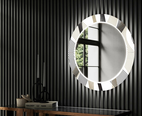 Apvalus dekoratyvinis veidrodis su LED apšvietimu prieškambariui - waves #2