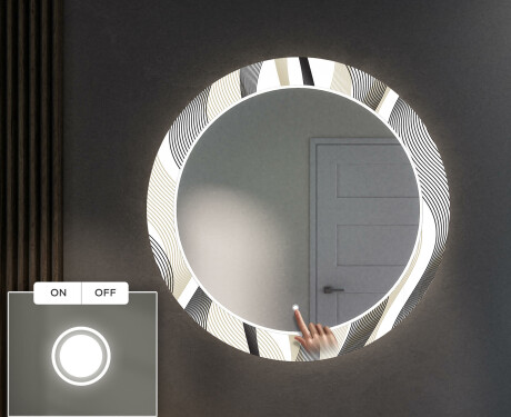 Apvalus dekoratyvinis veidrodis su LED apšvietimu prieškambariui - waves #4