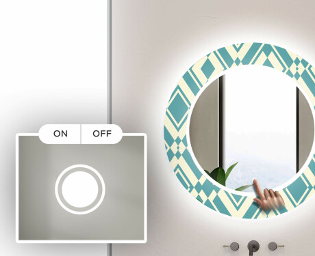 Apvalus dekoratyvinis veidrodis su LED apšvietimu - voniai - abstract seamless #4