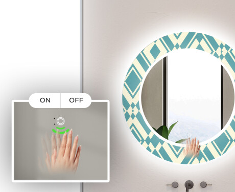 Apvalus dekoratyvinis veidrodis su LED apšvietimu - voniai - abstract seamless #5