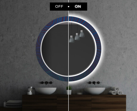 Apvalus dekoratyvinis veidrodis su LED apšvietimu - voniai  - blue drawing #7
