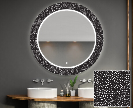 Apvalus dekoratyvinis veidrodis su LED apšvietimu – voniai  - dotts