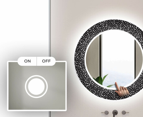 Apvalus dekoratyvinis veidrodis su LED apšvietimu – voniai  - dotts #4
