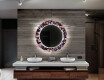 Apvalus dekoratyvinis veidrodis su LED apšvietimu – voniai  - elegant flowers #12