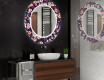 Apvalus dekoratyvinis veidrodis su LED apšvietimu – voniai  - elegant flowers #2