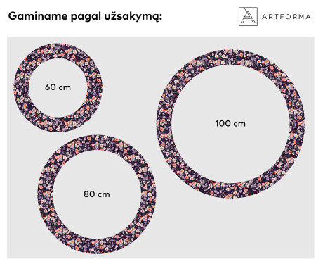 Apvalus dekoratyvinis veidrodis su LED apšvietimu – voniai  - elegant flowers #2