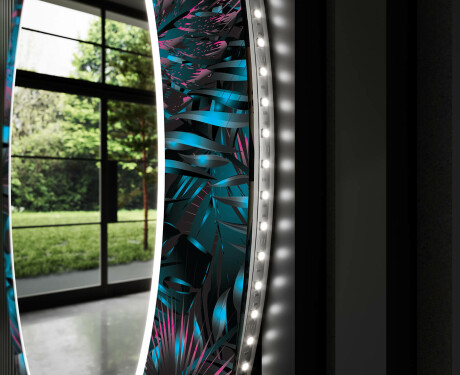 Apvalus dekoratyvinis veidrodis su LED apšvietimu – voniai  - fluo tropic #11