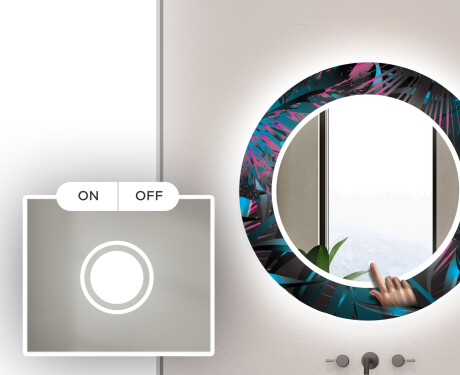 Apvalus dekoratyvinis veidrodis su LED apšvietimu – voniai  - fluo tropic #4