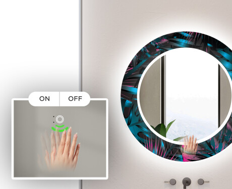 Apvalus dekoratyvinis veidrodis su LED apšvietimu – voniai  - fluo tropic #5