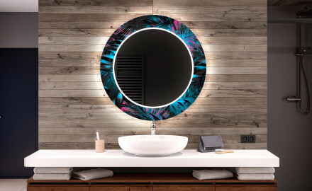 Apvalus dekoratyvinis veidrodis su LED apšvietimu – voniai  - fluo tropic