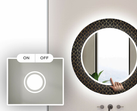 Apvalus dekoratyvinis veidrodis su LED apšvietimu – voniai  - golden lines #4