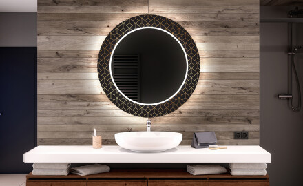 Apvalus dekoratyvinis veidrodis su LED apšvietimu – voniai  - golden lines
