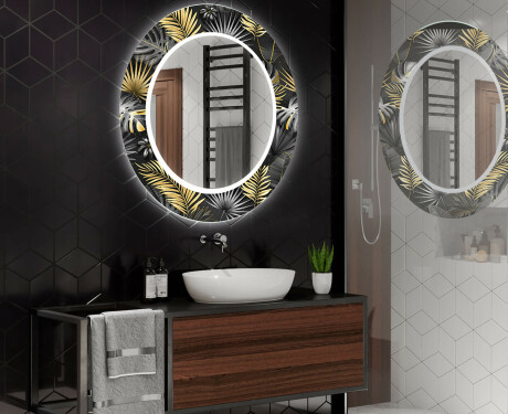 Apvalus dekoratyvinis veidrodis su LED apšvietimu – voniai  - goldy palm #2
