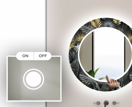 Apvalus dekoratyvinis veidrodis su LED apšvietimu – voniai  - goldy palm #4