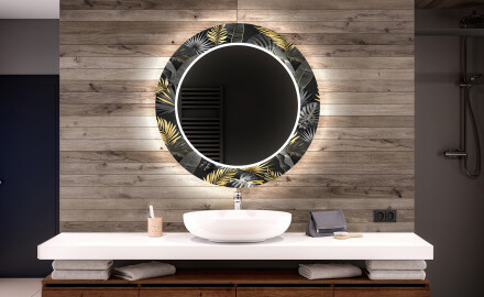 Apvalus dekoratyvinis veidrodis su LED apšvietimu – voniai  - goldy palm