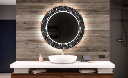 Apvalus dekoratyvinis veidrodis su LED apšvietimu – voniai  - gothic