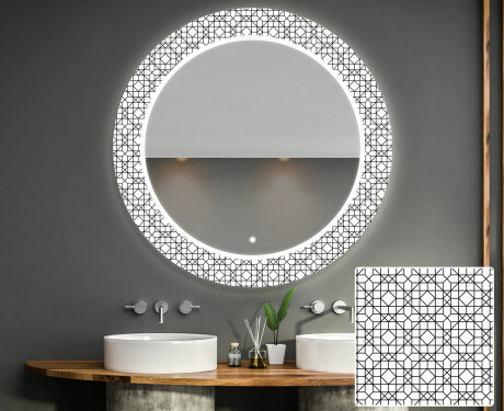 Apvalus dekoratyvinis veidrodis su LED apšvietimu – voniai  - industrial