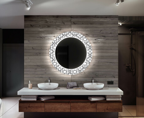 Apvalus dekoratyvinis veidrodis su LED apšvietimu – voniai  - industrial #12