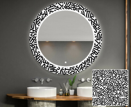 Apvalus dekoratyvinis veidrodis su LED apšvietimu – voniai  - letters #1