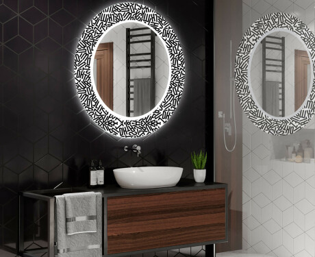 Apvalus dekoratyvinis veidrodis su LED apšvietimu – voniai  - letters #2