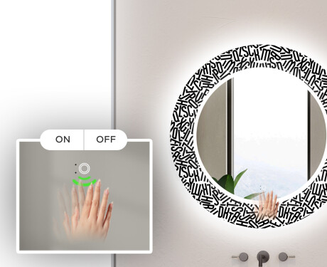 Apvalus dekoratyvinis veidrodis su LED apšvietimu – voniai  - letters #5