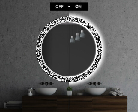 Apvalus dekoratyvinis veidrodis su LED apšvietimu – voniai  - letters #7
