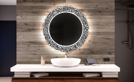 Apvalus dekoratyvinis veidrodis su LED apšvietimu – voniai  - letters