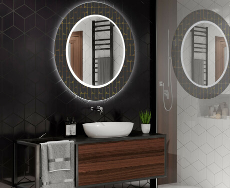 Apvalus dekoratyvinis veidrodis su LED apšvietimu – voniai  - microcircuit #2