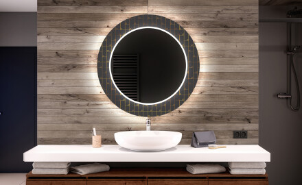 Apvalus dekoratyvinis veidrodis su LED apšvietimu – voniai  - microcircuit