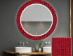 Apvalus dekoratyvinis veidrodis su LED apšvietimu – voniai  - red mosaic