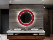 Apvalus dekoratyvinis veidrodis su LED apšvietimu – voniai  - red mosaic #12