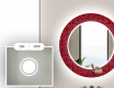 Apvalus dekoratyvinis veidrodis su LED apšvietimu – voniai  - red mosaic #4
