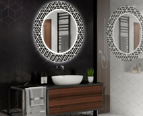 Apvalus dekoratyvinis veidrodis su LED apšvietimu – voniai  - triangless #2