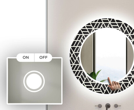 Apvalus dekoratyvinis veidrodis su LED apšvietimu – voniai  - triangless #4