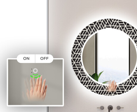 Apvalus dekoratyvinis veidrodis su LED apšvietimu – voniai  - triangless #5