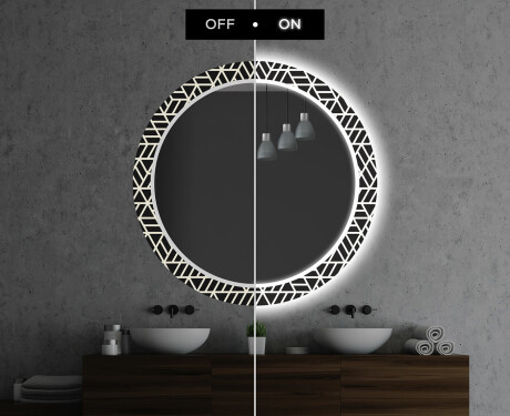 Apvalus dekoratyvinis veidrodis su LED apšvietimu – voniai  - triangless #7
