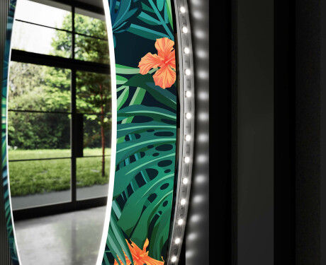 Apvalus dekoratyvinis veidrodis su LED apšvietimu – voniai  - tropical #11