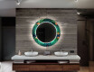 Apvalus dekoratyvinis veidrodis su LED apšvietimu – voniai  - tropical #12