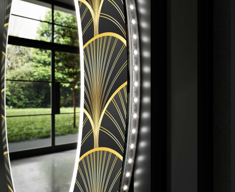 Apvalus dekoratyvinis veidrodis su LED apšvietimu prieškambariui - art deco #11