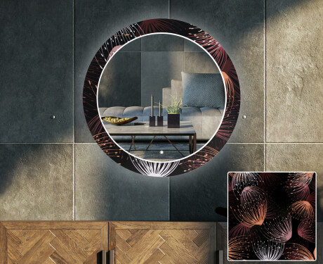 Apvalus dekoratyvinis veidrodis su LED apšvietimu svetainei - dandelion #1