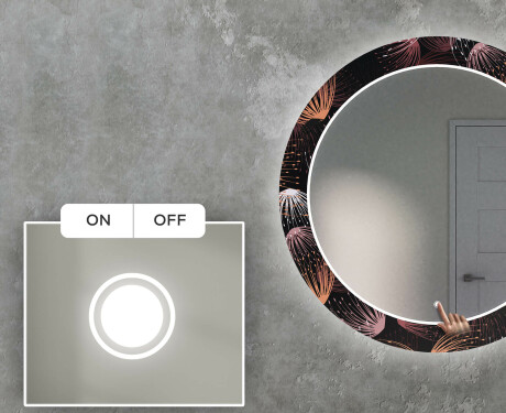 Apvalus dekoratyvinis veidrodis su LED apšvietimu svetainei - dandelion #4