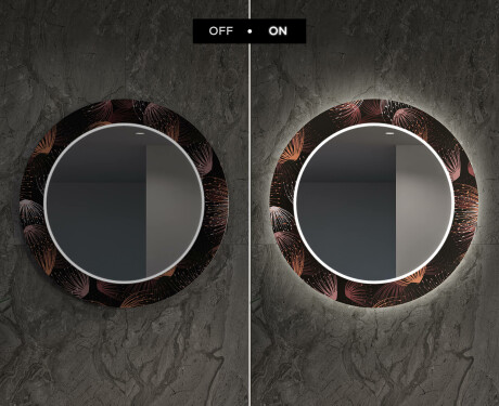 Apvalus dekoratyvinis veidrodis su LED apšvietimu svetainei - dandelion #7