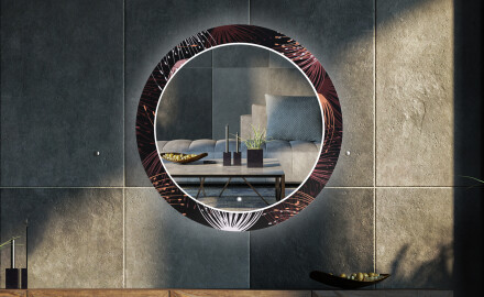 Apvalus dekoratyvinis veidrodis su LED apšvietimu svetainei - dandelion