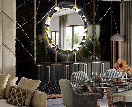 Apvalus dekoratyvinis veidrodis su LED apšvietimu prieškambariui - bells flowers #2