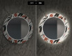Apvalus dekoratyvinis veidrodis su LED apšvietimu svetainei - leaves #7