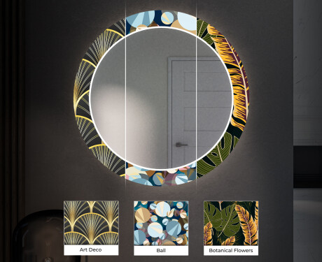 Apvalus dekoratyvinis veidrodis su LED apšvietimu prieškambariui - gold triangles #6