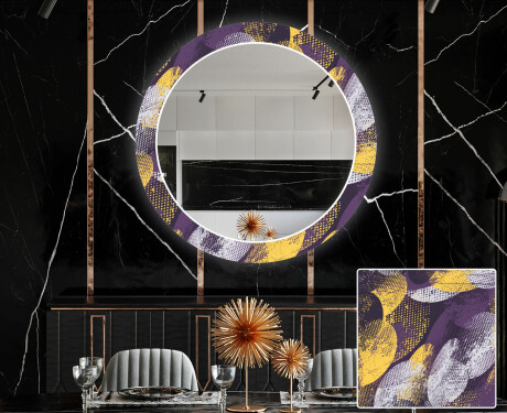 Apvalus dekoratyvinis veidrodis su LED apšvietimu prieškambariui - round stamp #1