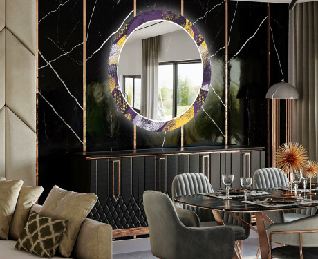 Apvalus dekoratyvinis veidrodis su LED apšvietimu prieškambariui - round stamp #2